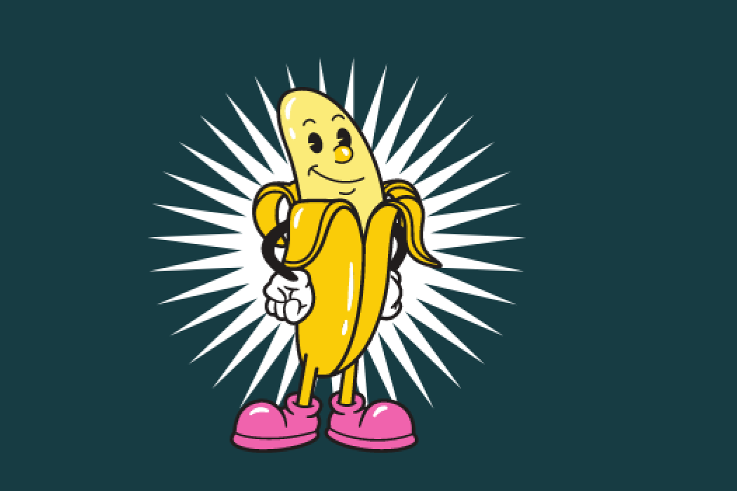 HKV Aarau - die Power der Banane Comic-banane-Superpower-weisser-Stern -Hintergrund